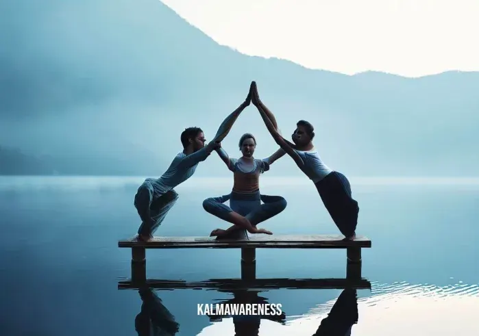 three person yoga pose