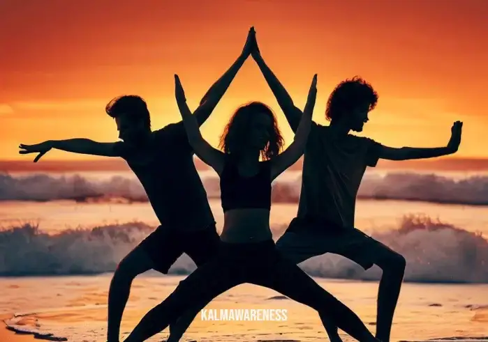 three person yoga pose