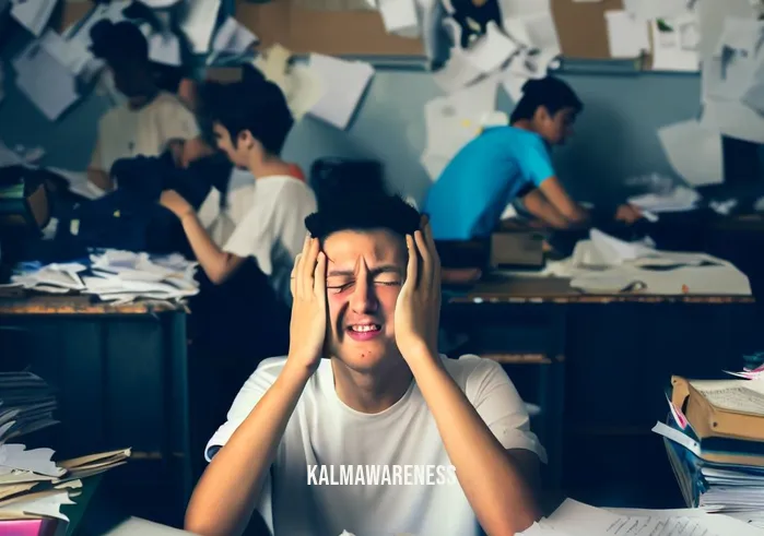 mindful florence ms _ Image: A cluttered and chaotic classroom with students looking overwhelmed and stressed.Image description: In a cluttered classroom, students sit amidst scattered papers and disorganized desks, their faces reflecting stress and overwhelm.