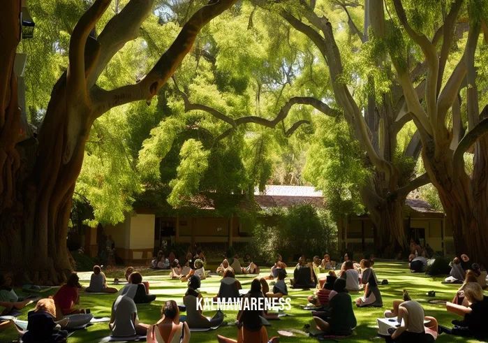 mindful florence ms _ Image: A serene outdoor setting with students participating in a mindfulness meditation session.Image description: Underneath the shade of towering trees, students sit in a peaceful outdoor space, engaged in a mindfulness meditation session, finding solace in nature
