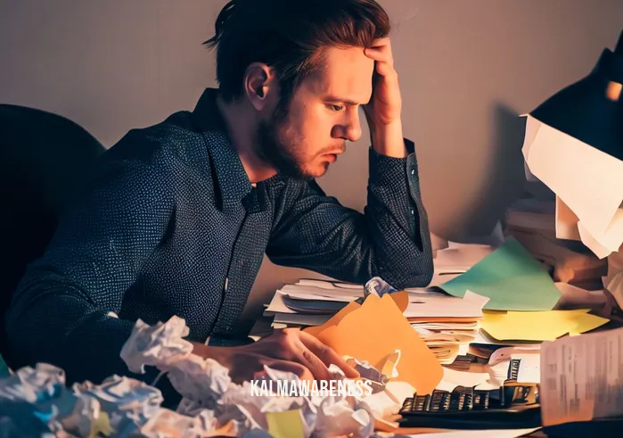 mindfully alive _ Image: A cluttered desk with scattered papers, an overwhelmed person staring at a screen.Image description: A cluttered desk with scattered papers, an overwhelmed person staring at a screen.