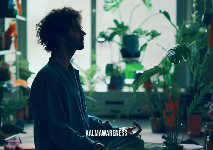 mindfulness prayer _ Image: The person is seen in a peaceful, well-organized workspace, surrounded by plants and soothing colors, as they engage in a moment of mindfulness prayer.Image description: The person is seen in a peaceful, well-organized workspace, surrounded by plants and soothing colors, as they engage in a moment of mindfulness prayer.