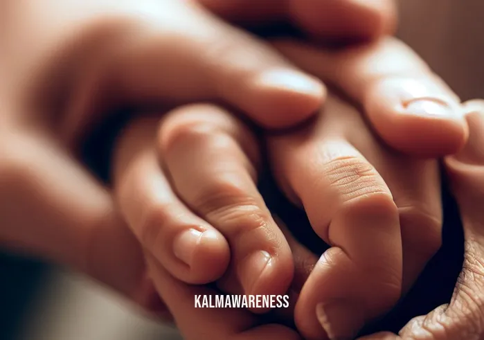 mindfulness retreats for families _ Image: A close-up of a parent and child holding hands, their faces relaxed, smiling, and connecting deeply.Image description: Parent and child share a heartfelt moment, their bond strengthened through mindfulness retreats.