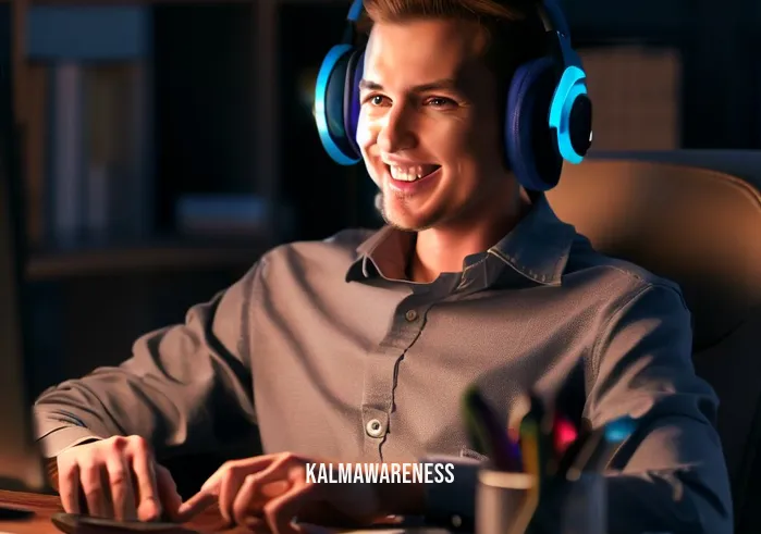 noisy fidget spinner _ Image: The individual, wearing the noise-canceling headphones, peacefully working at their desk, with a smile of satisfaction.Image description: The person sits comfortably at their desk, happily immersed in their work, finally free from the disruptive fidget spinner noise.