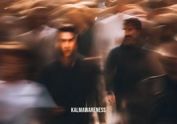 nonstriving _ Image: A crowded city street during rush hour, people hurrying in all directions. Image description: A chaotic scene of commuters rushing, stressed expressions on their faces.