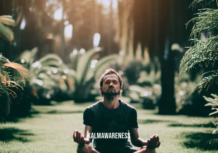 peter strong mindfulness _ Image: A serene park with a person sitting cross-legged on the grass, eyes closed, and palms resting on their knees.Image description: Taking a moment to pause and find peace amidst the natural beauty.