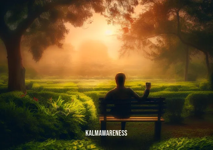 relax in cursive _ Image: A serene park with a person sitting on a bench, surrounded by lush greenery, calmly sipping tea, and looking at a beautiful sunset.Image description: The same person now finding solace in nature, taking a moment to unwind and relax amidst the peaceful park.