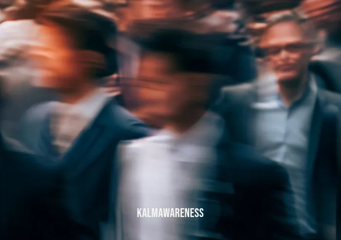 reminder to breathe _ Image: A crowded, bustling city street during rush hour, with people hurrying past each other, lost in their own thoughts.Image description: Pedestrians in business attire, faces tense, and shoulders hunched as they navigate the chaotic urban scene.