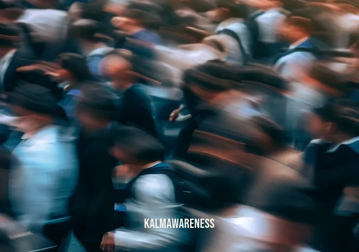 rise up take a breath _ Image: A crowded city street during rush hour, with people hurrying in different directions.Image description: A sea of commuters in business attire, all rushing along the crowded sidewalks, with their faces tense and focused.