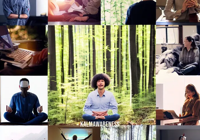 saki santorelli _ Image: A montage of students from various walks of life, practicing mindfulness in their daily routines - at home, work, and in nature. Image description: Diverse individuals, from an office worker to a hiker in the woods, engage in mindful activities, each finding a sense of calm and presence.