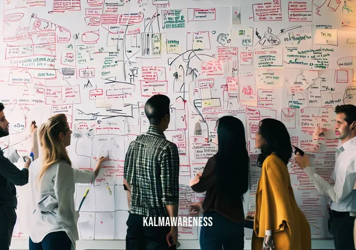 skillfully aware _ Image: A group of diverse colleagues gathered around a whiteboard covered in notes and diagrams.Image description: Team collaboration in full swing, as they collectively tackle the problem, using their diverse skills and perspectives.