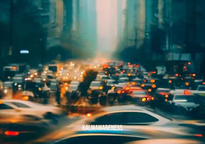 take 2 minutes _ Image: A bustling city street during rush hour, with people hurrying in different directions, honking cars, and a general sense of chaos.Image description: The streets are filled with people in a hurry, cars gridlocked, and a sense of frustration in the air.