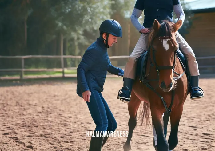 to keep your seat when riding a horse the tendency is to _ Image: A trainer intervenes, guiding the rider to regain their balance in a controlled environment.Image description: A riding instructor stepping in, offering support and guidance to the struggling rider.