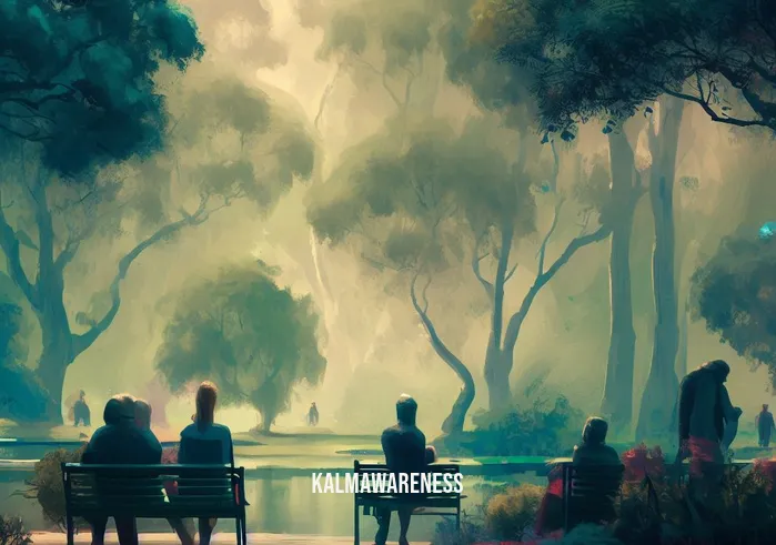 what do we call awareness of our environment and ourselves? _ Image: A serene park scene, with a few individuals sitting on benches, gazing at nature.Image description: People in the park, engaged in mindful contemplation of the natural environment.