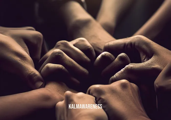 act with great feeling _ Image: Hands clasped together in a show of solidarity and support. Image description: Hands of various individuals interlocked, symbolizing unity and support in the face of adversity.