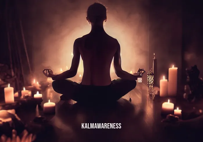meditation for disorders _ Image: An individual meditating in a quiet room, surrounded by flickering candles and soothing aromas.Image description: A solitary person in a serene room, surrounded by softly glowing candles and gentle aromas, deep in meditation, finding inner peace.