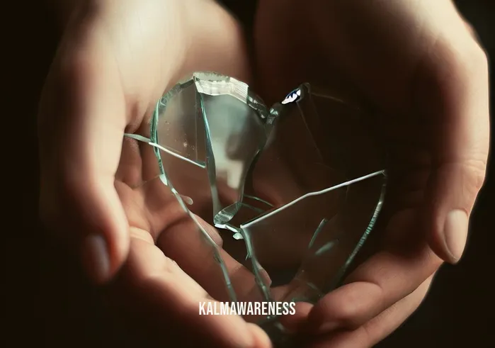 meditations for healing a broken heart _ Image: A pair of hands cradle a shattered glass heart, symbolizing the pain and fragility of emotional wounds.Image description: Tender hands hold the shattered pieces of a glass heart, a poignant metaphor for the brokenness within.