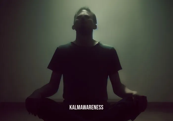 meditation for a broken heart _ Image: A person in the same room, now in a meditation posture, eyes closed, trying to find inner peace.Image description: In the same dimly lit room, the person is now in a meditation posture, sitting cross-legged with their eyes closed, as they begin their journey towards inner peace.