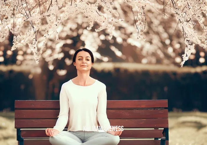 rockridge meditation _ Image: The same person now practices meditation, sitting cross-legged by the pond, surrounded by nature. Image description: Individual meditating by the serene pond, finding inner calm amidst nature