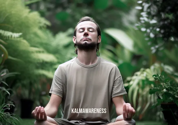body moves on its own meditation _ Image: The same person now sits outdoors in a tranquil garden, surrounded by lush greenery, with their eyes closed, beginning to relax.Image description: Outdoors in a peaceful garden, the same person sits cross-legged, eyes closed, as they start to relax amid lush greenery.