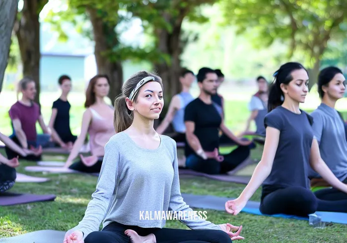 shifting meditation _ Image: A group yoga class in the park, with participants following the instructor