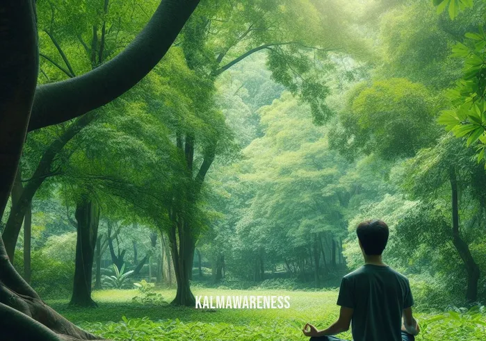 headspace vs balance _ Image: A person practicing mindfulness in a lush, green park, surrounded by nature. Image description: Finding balance through mindfulness in the beauty of the outdoors.
