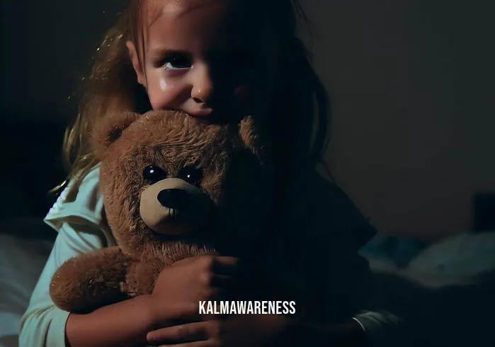 teddy bear breathing _ Image: A child clutching a teddy bear, tears streaming down their face.Image description: In a dimly lit bedroom, a young child sits on a bed, holding a teddy bear close to their chest. Their face is filled with distress, and tears glisten in their eyes.