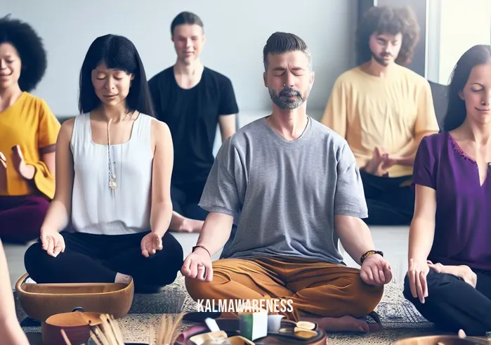 meditation supplies seattle _ Image: A group of people peacefully meditating together in the well-organized space.Image description: A diverse group of people sitting in peaceful meditation, surrounded by the well-organized meditation supplies.