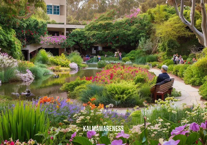 ucsd mindfulness meditation _ Image: A serene outdoor setting on the UCSD campus, featuring a lush garden with blooming flowers and a peaceful pond. A few students are sitting on benches, looking contemplative.Image description: Amidst the bustling campus, a tranquil oasis emerges in the form of a garden. Students have sought solace here, finding a moment of respite from their hectic schedules. The natural beauty offers a contrast to the academic pressures, inviting a sense of calm.