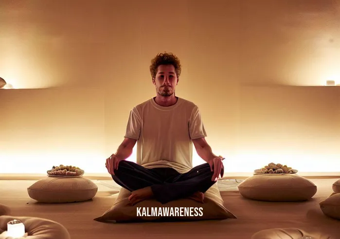 wisemindbody meditation _ Image: A serene meditation room with soft lighting, floor cushions, and a person sitting peacefully with closed eyes, practicing mindfulness.Image description: In a tranquil meditation space adorned with gentle lighting and plush cushions, an individual sits in quiet contemplation, embracing the practice of mindfulness.