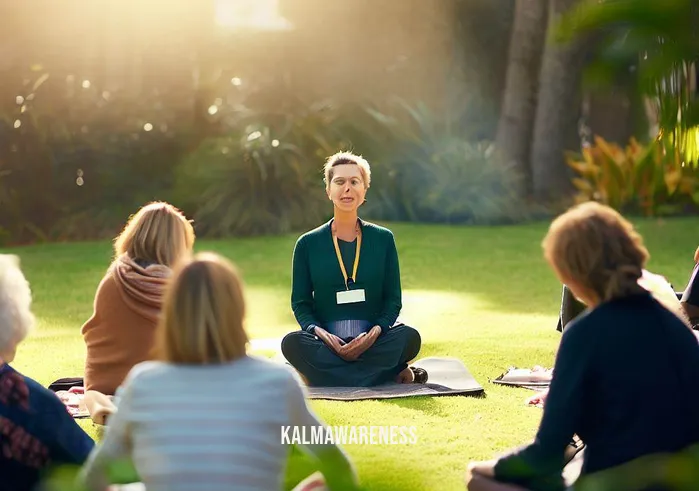 tish jennings _ Image: A serene outdoor setting with a group of teachers participating in a mindfulness workshop, sitting in a circle on the grass.Image description: The scene shifts to a serene outdoor location. A group of teachers sits in a circle on the grass, engaged in a mindfulness workshop led by Tish Jennings. The atmosphere is peaceful and focused, with a sense of camaraderie among the teachers.