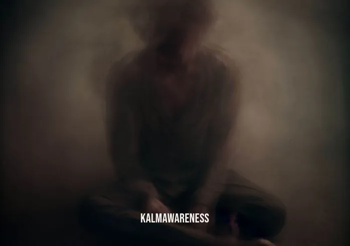 como limpiar mi aura _ Image: A person surrounded by a murky, dark aura, looking fatigued and overwhelmed.Image description: The image portrays a person sitting cross-legged on the floor, with a heavy and discolored aura enveloping them. Their posture is slouched, and their expression reflects weariness and stress.
