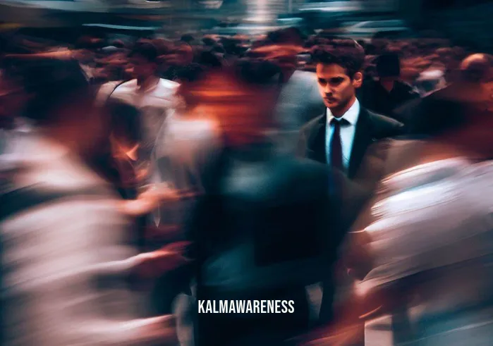 the healing force _ Image: A crowded urban street during rush hour, filled with people hurrying in different directions. The atmosphere is tense, and everyone seems preoccupied and stressed.Image description: The image captures the chaotic scene of a bustling city street, with pedestrians in business attire, headphones on, and determined expressions. The fast-paced life is evident as people rush past each other, seemingly disconnected amidst the urban chaos.