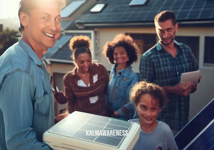 amar energy _ Image: People in a community enjoying clean and affordable electricity from solar panels on their rooftops.Image description: Residents of a neighborhood smile as they use energy-efficient appliances powered by solar panels, showcasing the positive impact of renewable energy on everyday lives.