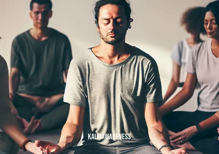 arcturian energy _ Image: A group of individuals sitting in a circle, their eyes closed, hands resting on their laps, as if meditating.Image description: Seeking solace, a diverse group gathers in a serene space. With closed eyes and calm expressions, they embrace a moment of collective stillness, attempting to tap into something beyond the mundane.