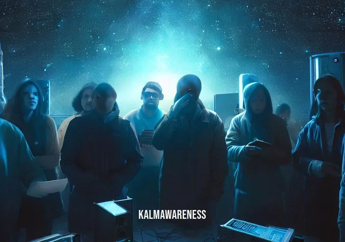 cosmic energy activation _ Image: A group of people looking puzzled while gazing at a starry night sky, surrounded by technology and devices emitting a faint glow.Image description: In the midst of a dark, technology-laden observatory, a cluster of individuals gathers with furrowed brows. They
