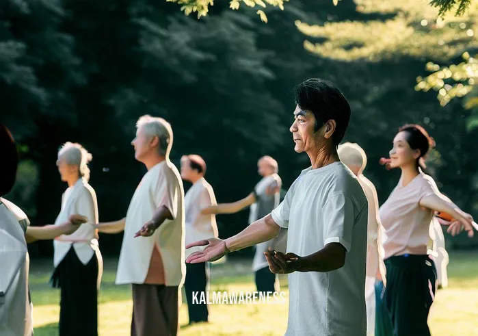 chi gong healing sounds _ Image: A Chi Gong class in session, held outdoors with a group of participants following the instructor
