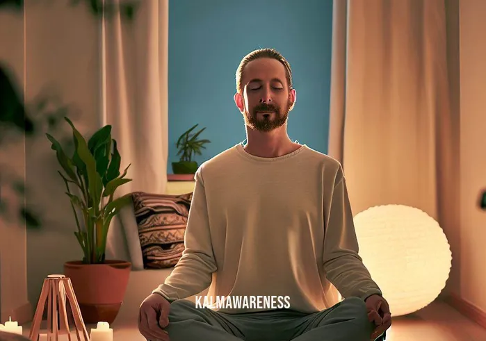 can you meditate while high _ Image: The person is now in a quiet room, surrounded by soothing décor and soft lighting. They sit on a cushion with an upright posture, hands resting gently on their knees, and a serene expression on their face.Image description: Having transitioned to a peaceful and serene environment, the person sits on a comfortable cushion, embracing a more traditional meditation posture. The calming ambiance suggests a newfound ability to focus, leaving behind the struggles of the previous attempts.