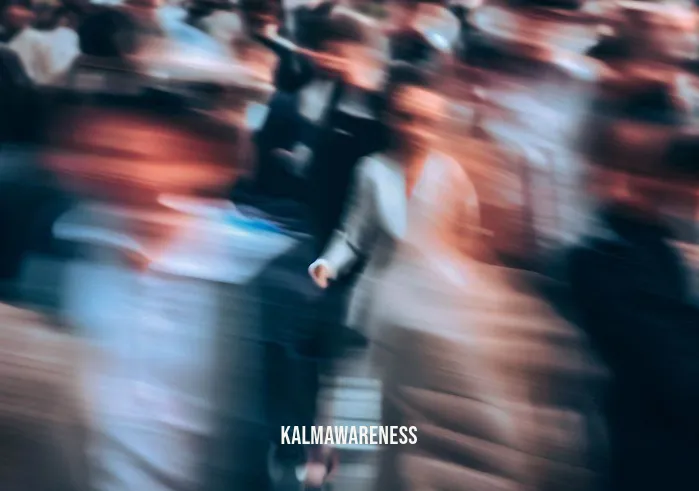 compassionate body scan _ Image: A busy city street during rush hour, with people walking quickly and looking stressed.Image description: Crowded sidewalks filled with commuters, their faces displaying signs of stress and preoccupation.