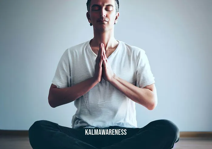 5 minute self love meditation _ Image: The same person sitting cross-legged on the floor with closed eyes, taking a deep breath.Image description: They have transitioned into a calm, meditative posture.