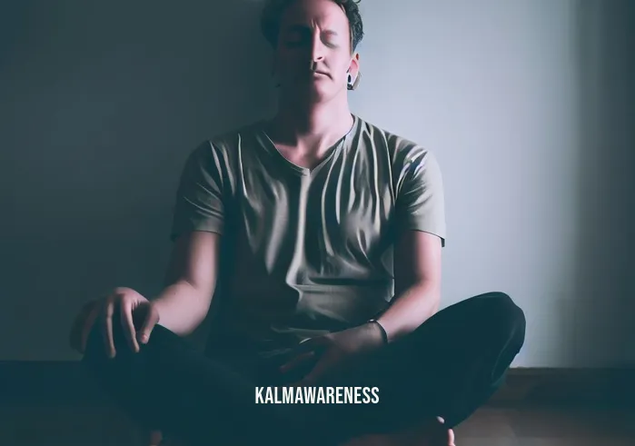 meditation timer 10 minutes _ Image: The same person sitting cross-legged on the floor with closed eyes, taking a deep breath.Image description: The individual has moved to a peaceful corner, finding a moment of respite to calm themselves.