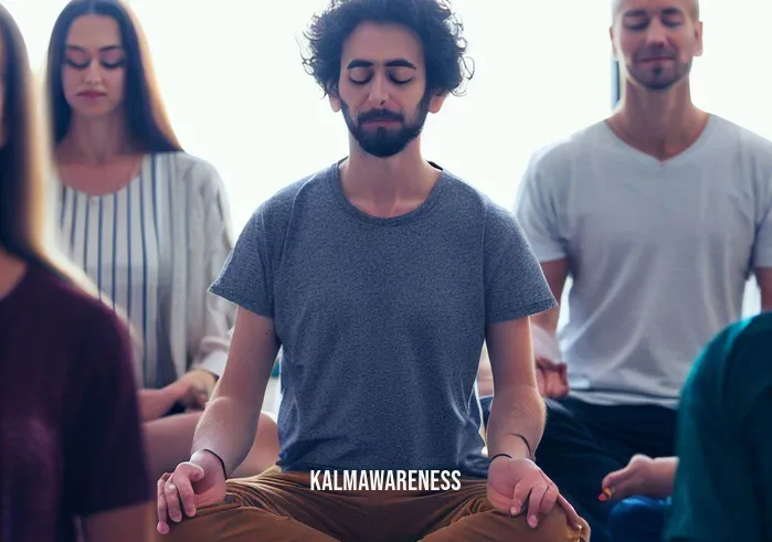 umass meditation _ Image: A group of students gathered in a dedicated meditation room, sitting in a circle, eyes closed, and hands resting on their laps.Image description: They appear more relaxed, their faces showing signs of peace and concentration as they engage in a guided meditation session.