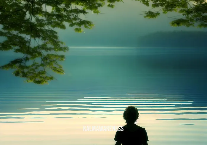 a person meditating _ Image 4: Image description: By a serene lakeside, the person practices yoga and meditation, finding peace in the sound of lapping water and the gentle rustling of leaves.