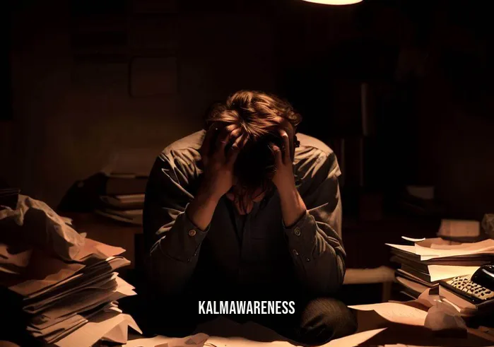 bob stahl meditation _ Image: A cluttered, dimly lit room with a stressed individual surrounded by scattered papers and a disorganized workspace.Image description: A person sits at a messy desk, hunched over, with furrowed brows, clearly overwhelmed by the chaos around them.