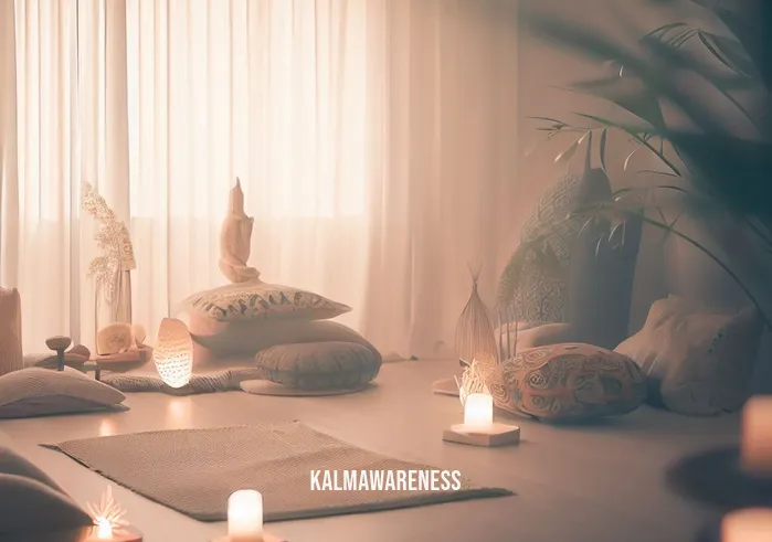 can you lay down and meditate _ Image: A serene and tidy meditation space with soft lighting and soothing decor. Image description: A peaceful meditation environment with soft lighting and calming decorations.