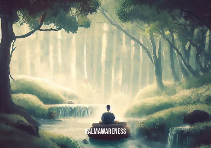 can you lay down to meditate _ Image: A serene natural setting with a person seated comfortably on a cushion, surrounded by trees and a gentle stream.Image description: A peaceful forest scene with a person sitting on a cushion, surrounded by trees and a babbling stream.