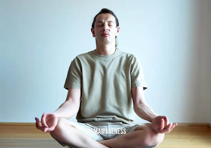 can you meditate while sleeping _ Image: The same person now sits cross-legged on a yoga mat, attempting to meditate, but still looking somewhat unsettled.Image description: In the same room, the person has moved to a yoga mat, attempting meditation with crossed legs, but their mind remains restless.