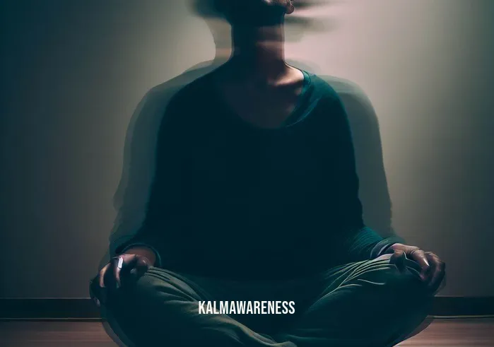 head moving during meditation _ Image A person sitting cross-legged on a cushion, their head constantly shifting and moving during meditation. Frustration is evident on their face as they struggle to find stillness.Image description In a dimly lit room, a meditator