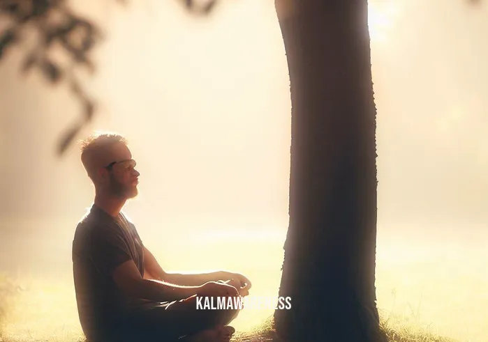 chakra guided meditation _ Image: A serene outdoor setting, bathed in soft sunlight, featuring a person seated in a cross-legged position under a tree, appearing more relaxed and contemplative.Image description: Seeking solace outdoors, a person sits cross-legged under a tree, bathed in soft sunlight, appearing more relaxed and contemplative.