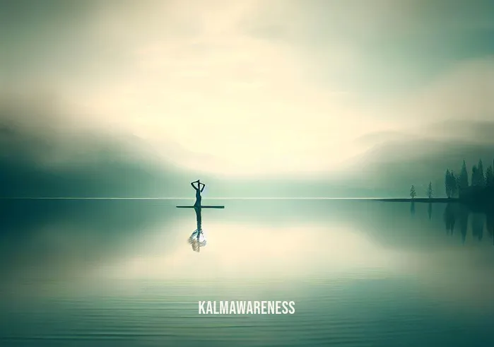 challenge meditation resilience _ Image 3: Image description: A serene lakeside with a figure practicing yoga, gradually finding a sense of calm and resilience in the tranquil environment.
